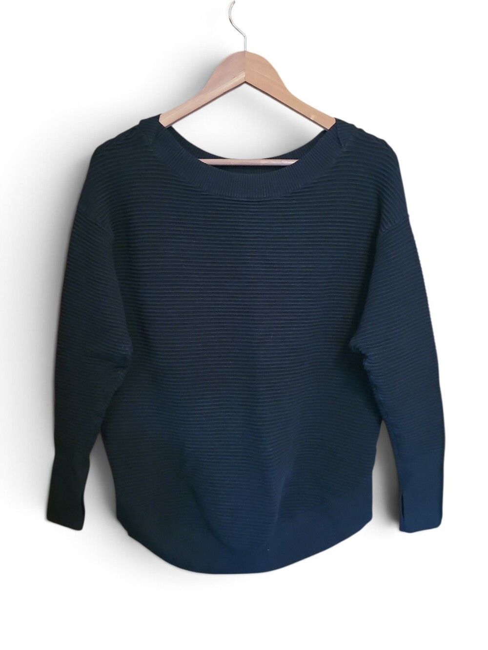 Women's Aerie Offline Homerun Ribbed Off The Shoulder Sweater Black S Thumbholes